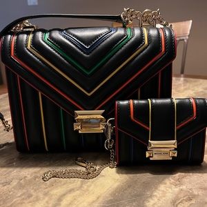 Brand New!! Black and rainbow Michael Kors purse and wallet.